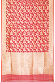 Chilli Red Handloom Banarasi Kora Silk Saree