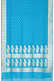 Blue Handloom Banarasi Kora Silk Saree