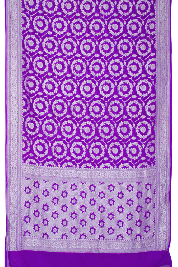 Handcrafted Purple Banarasi Katrua Georgette Saree