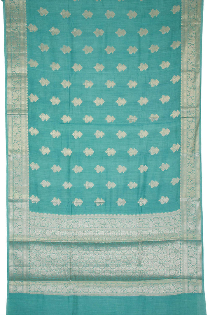 Tiffany Blue Handloom Banarasi Chiniya Silk Saree  10063227