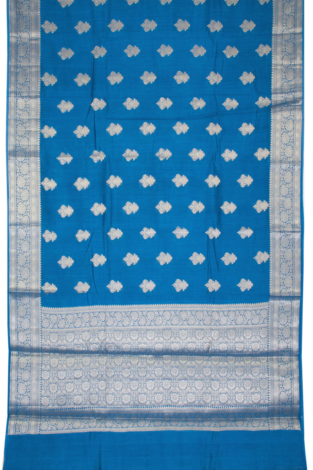 Steel Blue Handloom Banarasi Chiniya Silk Saree 10063228