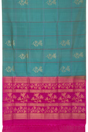 Teal Blue Handloom Kanjivaram Soft Silk Saree 10063248