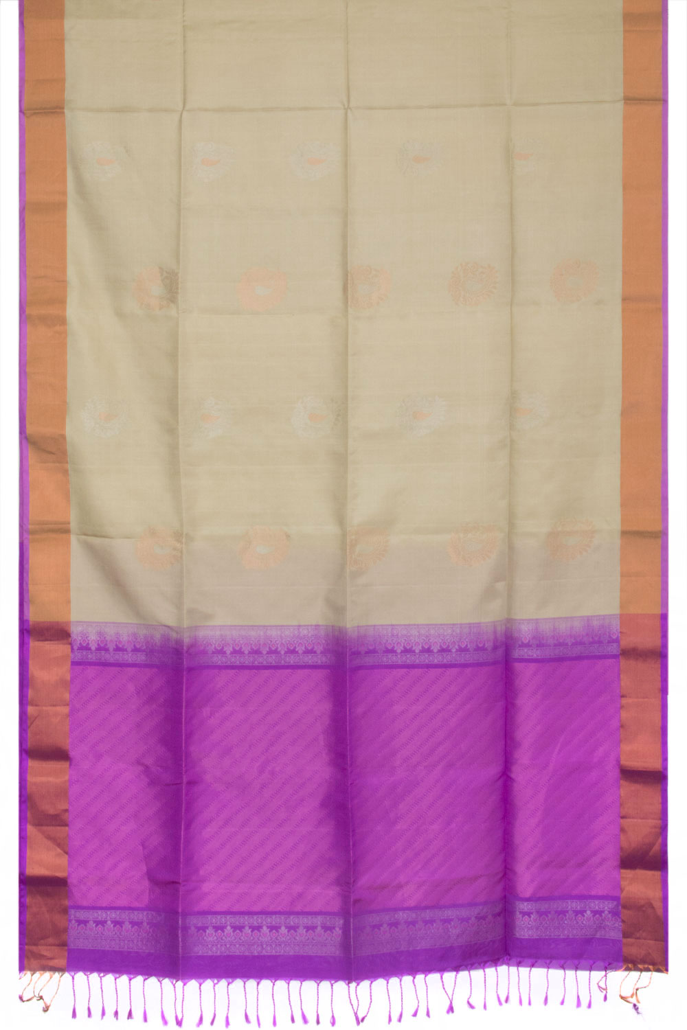 Beige  Handloom Kanjivaram Soft Silk Saree 10063288
