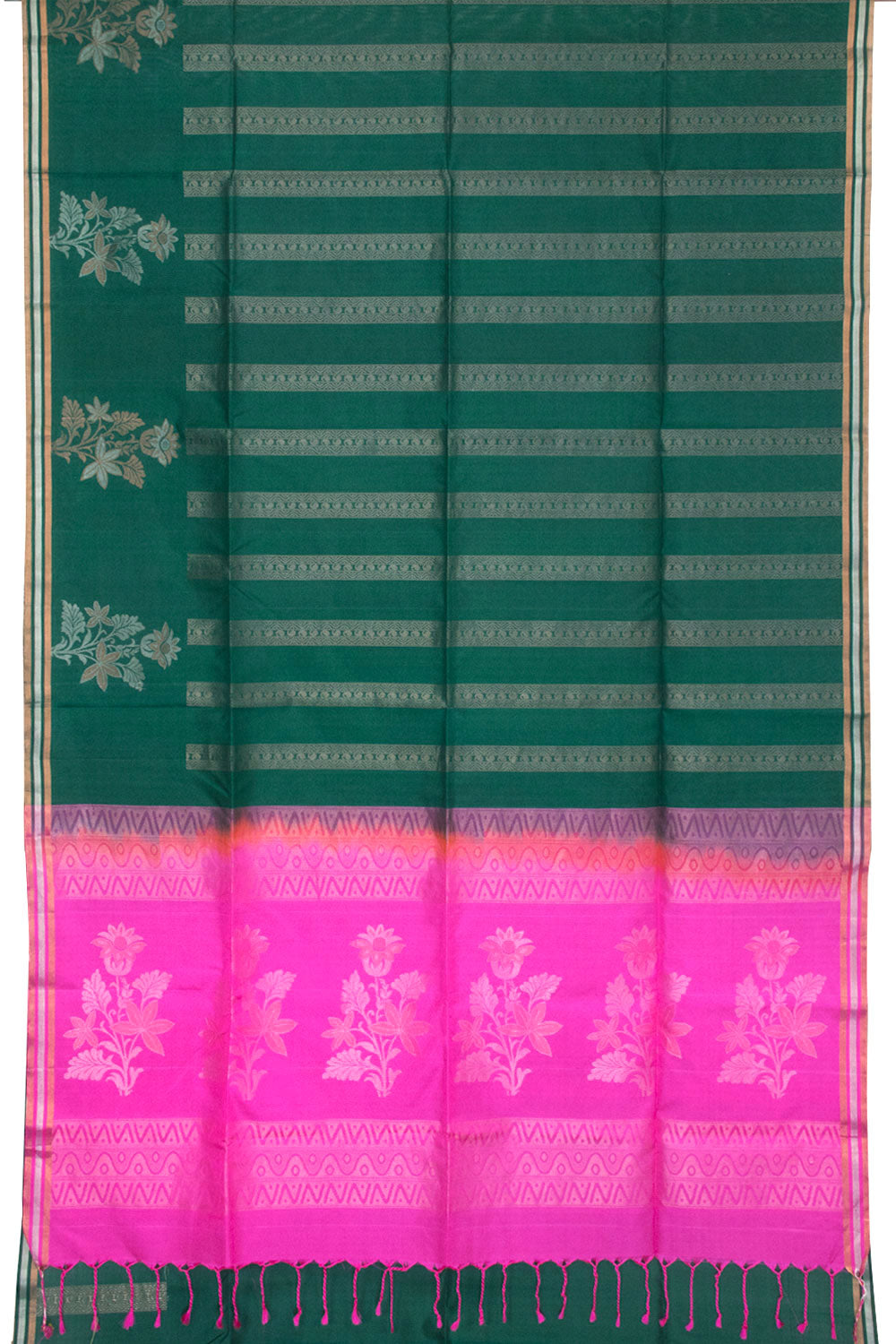 Teal Green Handloom Kanjivaram Soft Silk Saree 10063289