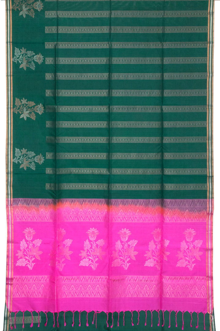 Teal Green Handloom Kanjivaram Soft Silk Saree 10063289