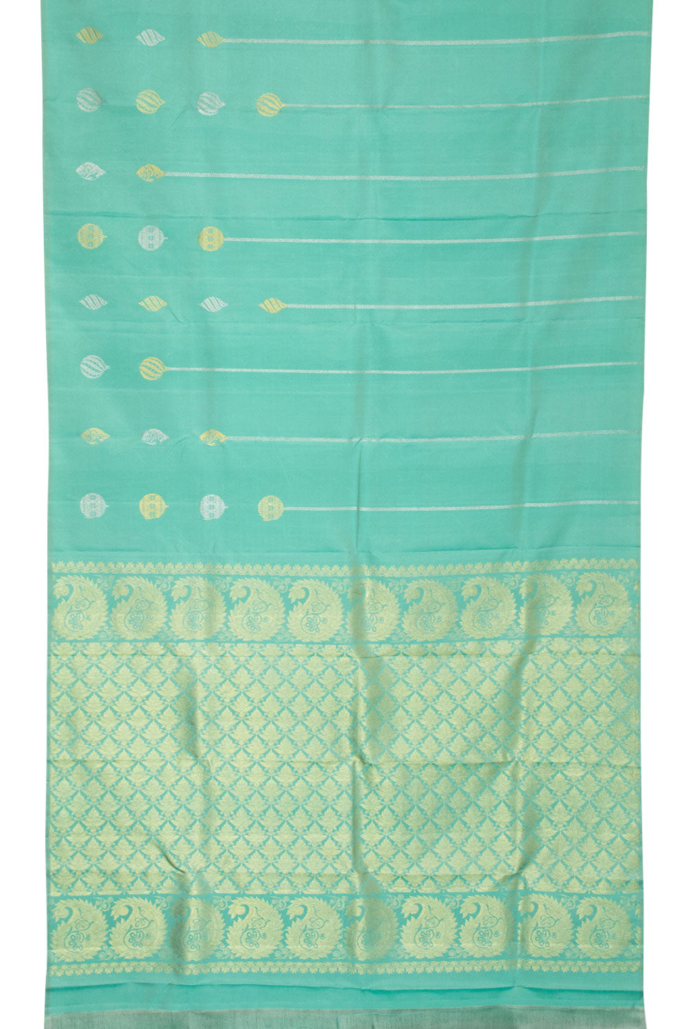 Aqua Blue Handloom Pure Zari Kanjivaram Silk Saree 10063315