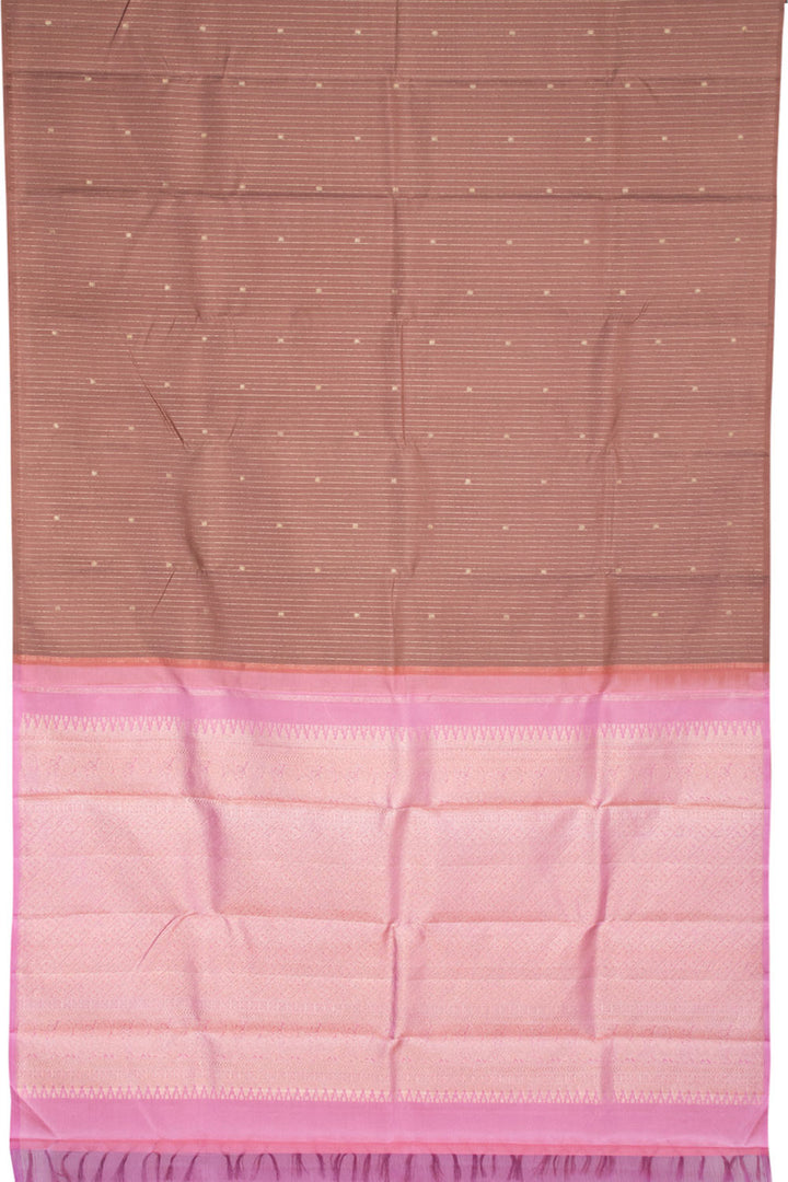 Pinkish Brown Handloom Pure Zari Kanjivaram Silk Saree 10063334