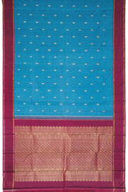 Ocean Blue Pure Zari Kanjivaram Silk Saree 10063341