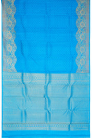 Cerulean Blue Pure Zari Jacquard Kanjivaram Silk Saree 10063343