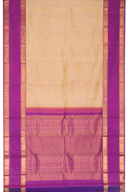 Cream Pure Zari Korvai Kanjivaram Silk Saree 10063358
