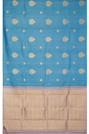 Cool Blue Borderless Jacquard Kanjivaram Silk Saree 10063401