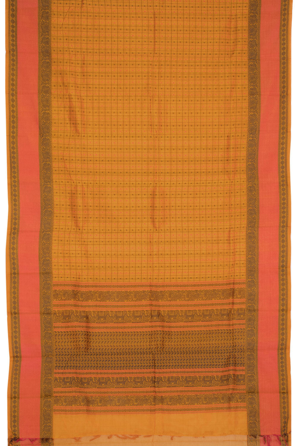 Yellow Handloom Kanchi Silk Cotton Saree - 10063505