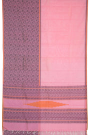 Baby Pink Handloom Kanchi Silk Cotton Half & Half Saree 10063506