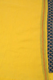 Lemon Yellow Kantha Embroidered Cotton Saree - Avishya