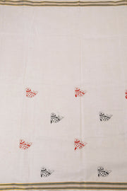 Off White Kantha Embroidered Cotton Saree - Avishya