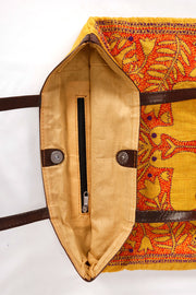 Orange Kantha Embroidery Hand bag 10063519