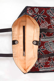 Red Kantha Embroidery Hand bag 10063520