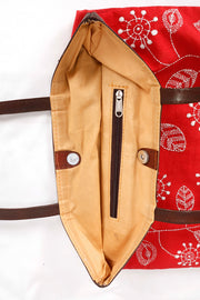 Red Kantha Embroidery Hand bag 10063529