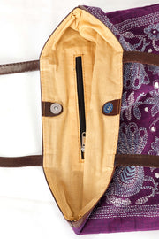 Purple Kantha Embroidery Hand bag 10063530