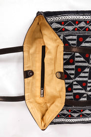 Black Kantha Embroidery Hand Bag 10063535