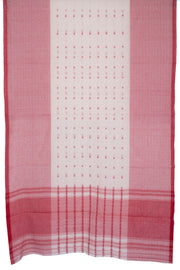 Cream with Red Handloom Dhaniakhali Cotton Saree - 10063542