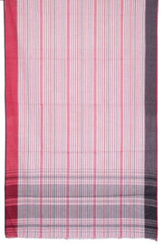 White with Red Handloom Dhaniakhali Cotton Saree - 10063543