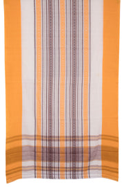 Yellow with White Handloom Dhaniakhali Cotton Saree - 10063546