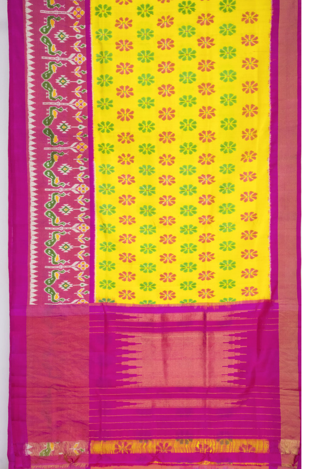 Yellow Handloom Pochampally Ikat Silk Saree 10063762