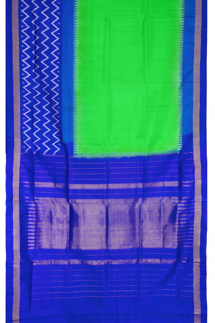 Nebula Green Handloom Pochampally Ikat Silk Saree 10063764