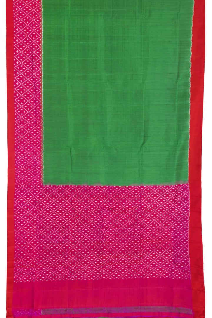 Light Forest Green Handloom Pochampally Ikat Silk Saree 10063765