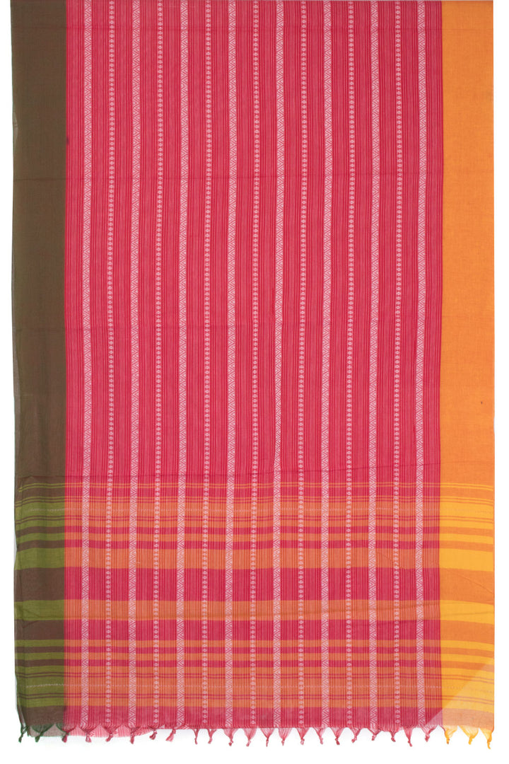 Amaranth Red Handloom Dhaniakhali Cotton Saree 10063795