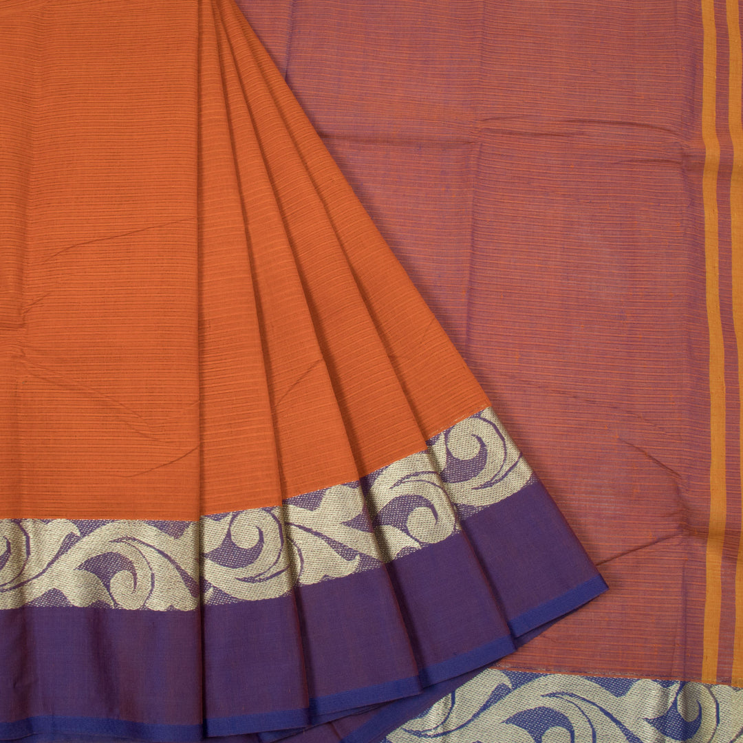 Terrakota Orange Handloom Dhaniakhali Cotton Saree 10063808