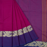 Dark Fuschia Violet Handloom Dhaniakhali Cotton Saree 10063811