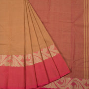 Raw Sienna Brown Handloom Dhaniakhali Cotton Saree 10063813