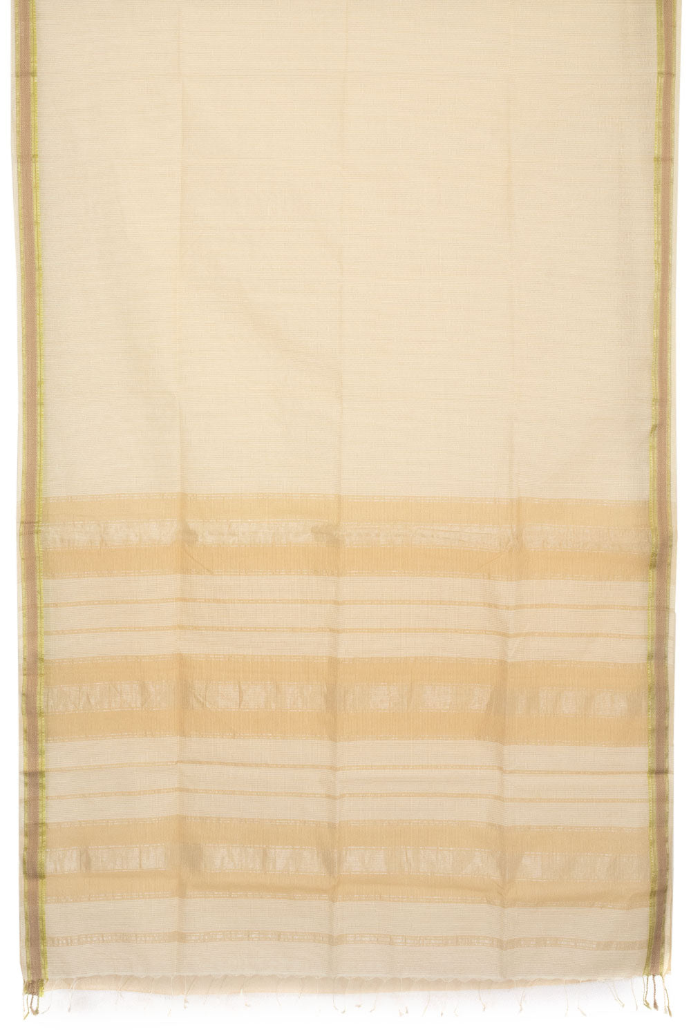 Off White Handloom Maheshwari Silk Cotton Saree  - Avishya