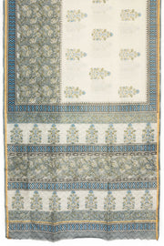 Off White Printed Handloom Chanderi Silk Cotton Saree - Avishya