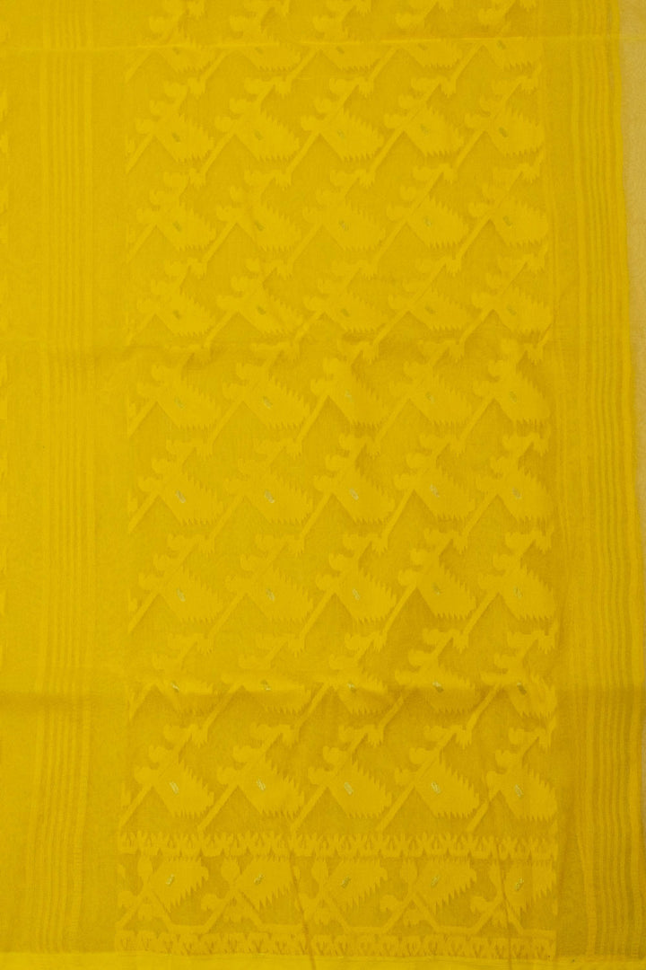 Yellow Handloom Jamdani Style Jamdani Cotton Saree 10064008