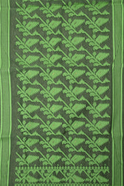 Dark Green Handloom Jamdani Style Jamdani Cotton Saree - Avishya