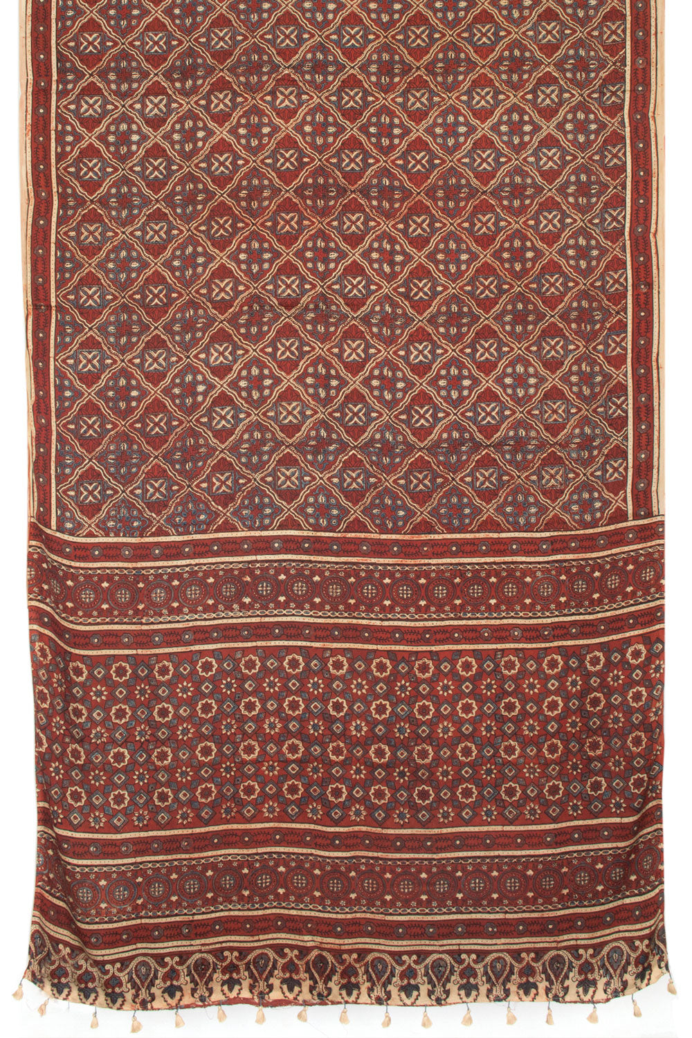 Brown Handloom Ajrakh Modal Silk Saree  - Avishya 