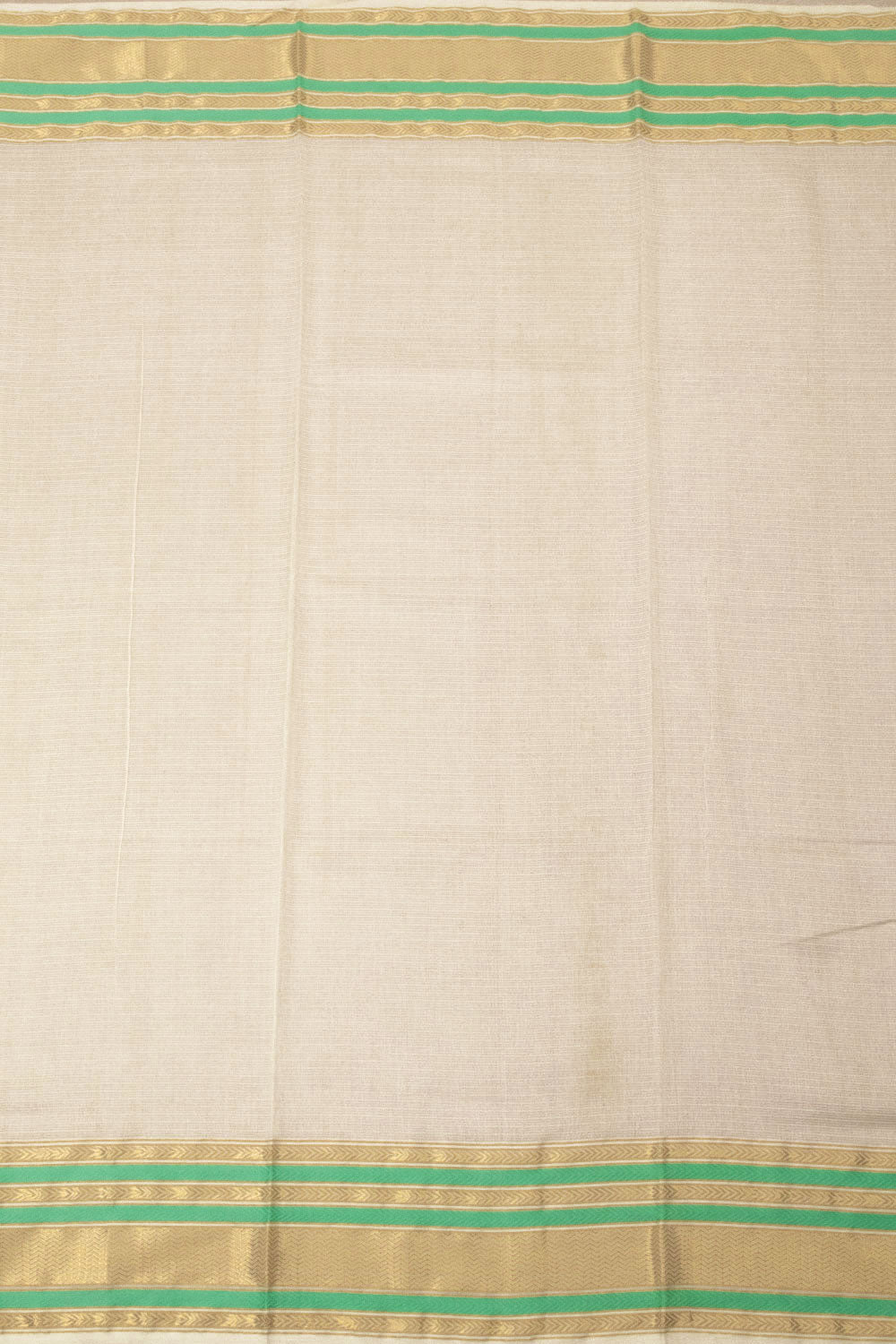 Off White Handloom Maheshwari Silk Cotton Saree  - Avishya.com