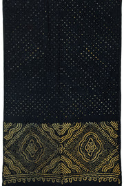 Black Handcrafted Bandhani Cotton Saree 10064134