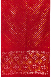Red Handcrafted Bandhani Cotton Saree - Avishya