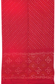 Ruby Red Handcrafted Bandhani Cotton Saree - Avishya