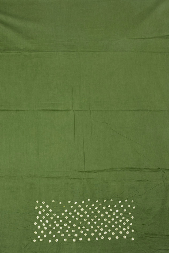Green with Red Bandhani Cotton 3-Piece Salwar Suit Material - Avishya