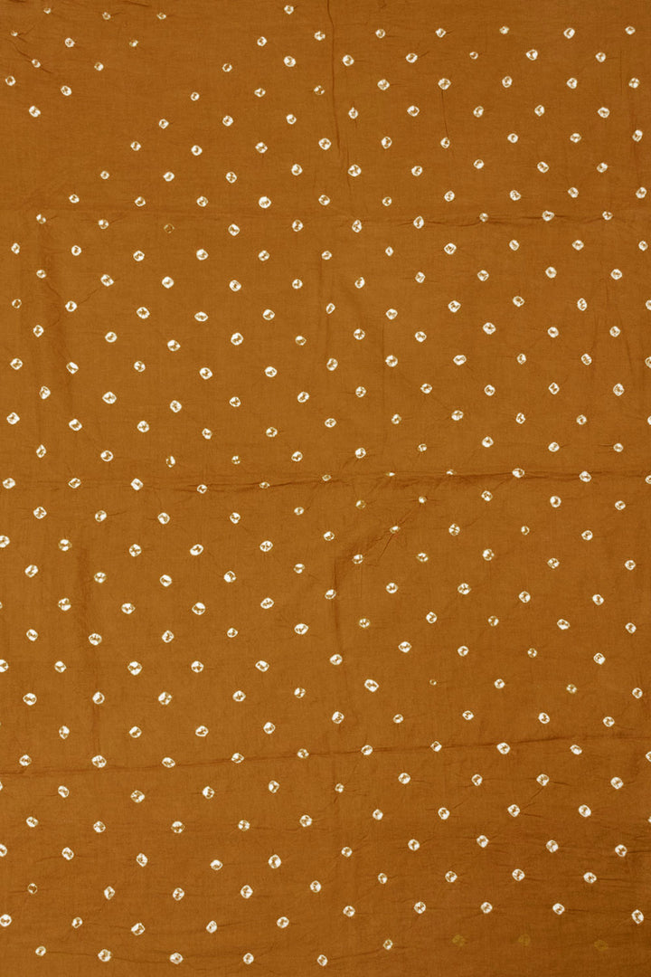 Golden Brown Bandhani Cotton 3-Piece Salwar Suit Material - Avishya