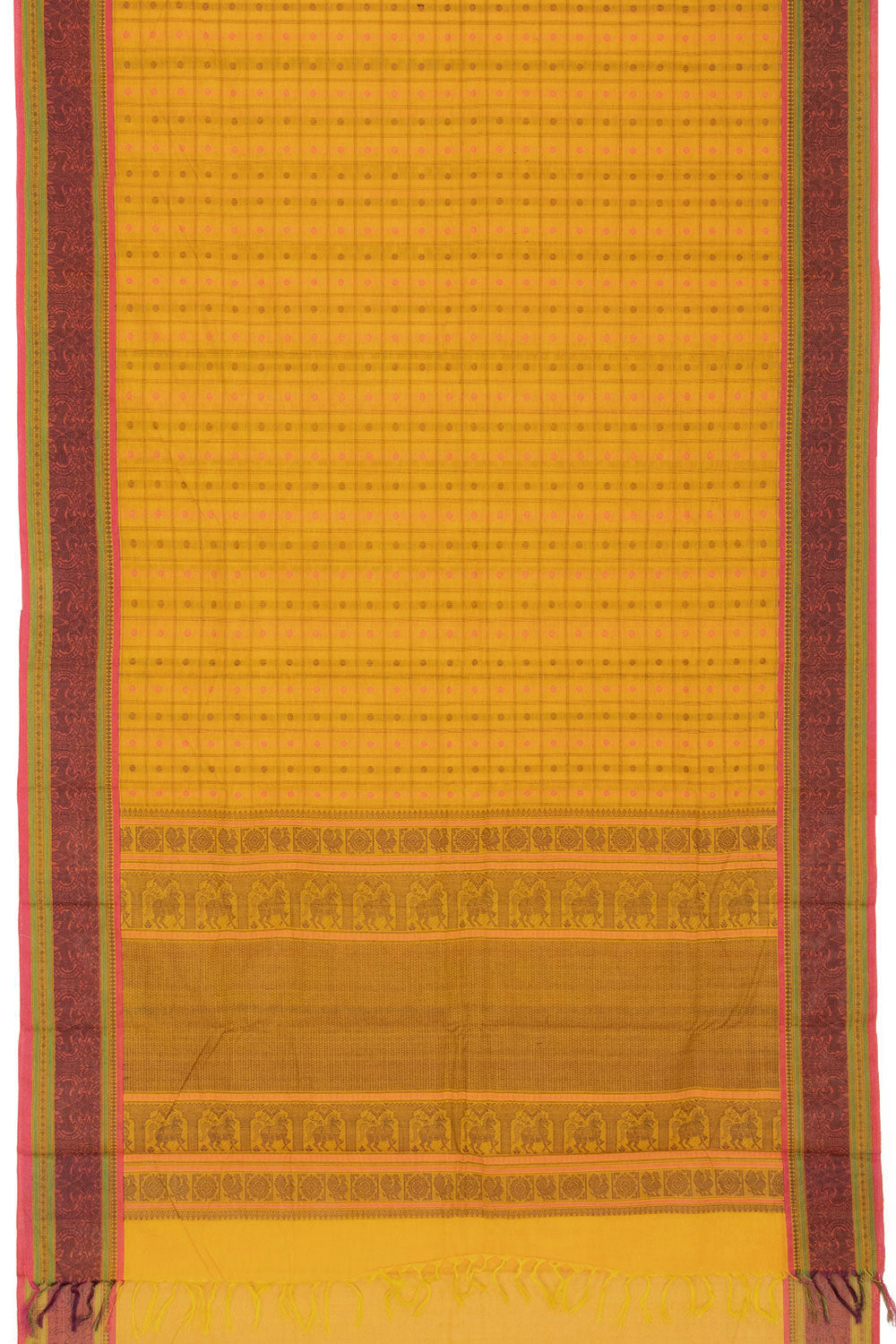 Yellow Handloom Kanchi Cotton Saree - Avishya