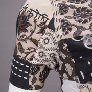 Black Patchwork Cotton Blouse 10064266