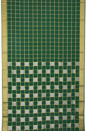 Jungle Leaf Green Mysore Crepe Silk Saree With Checks And Zari Border 10076662