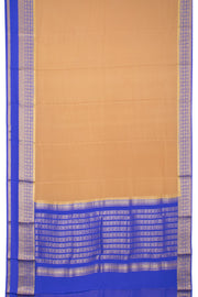 Desert Gold Beige with Blue Mysore Crepe Silk Saree With Zari Border 10076663