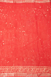 Venetian Red Hand Block Printed Linen Saree - Avishya